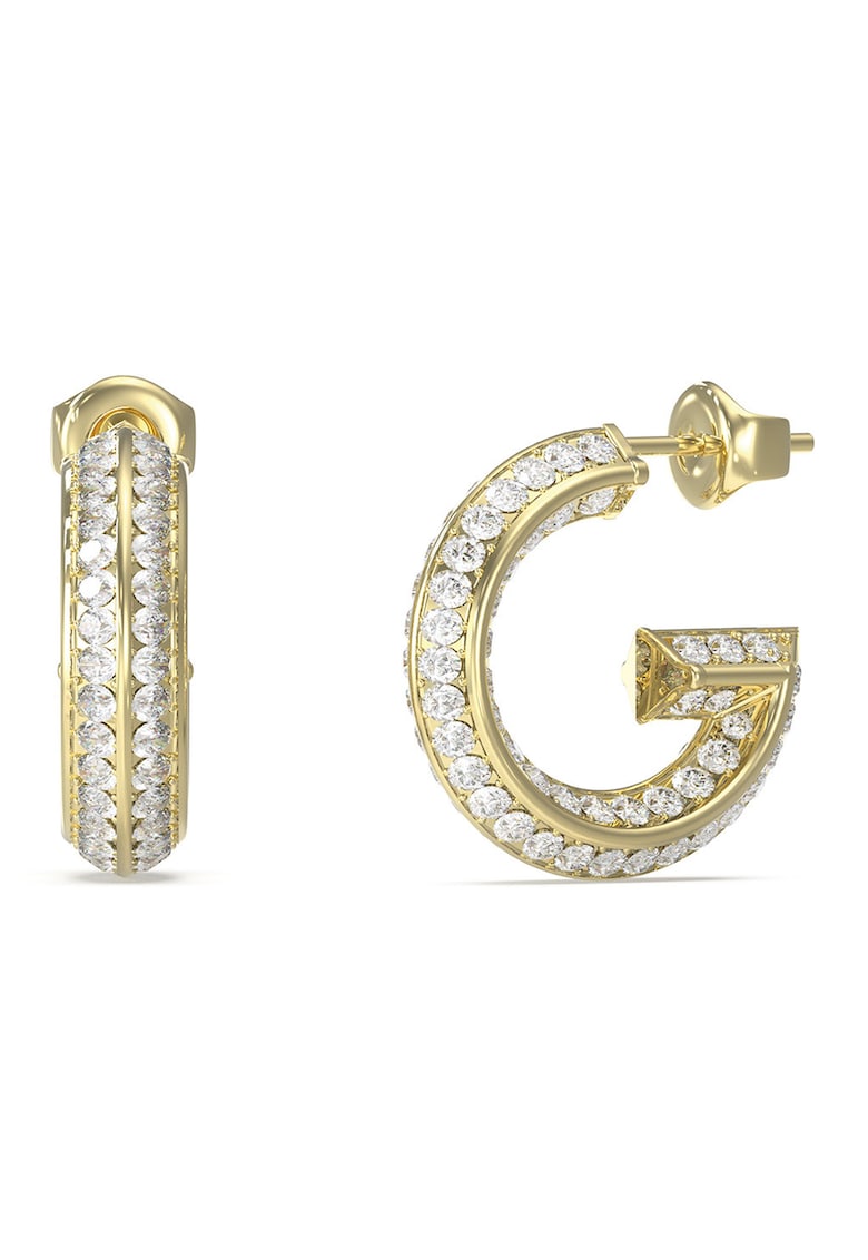 Cercei rotunzi din otel inoxidabil in forma de G cu cristale