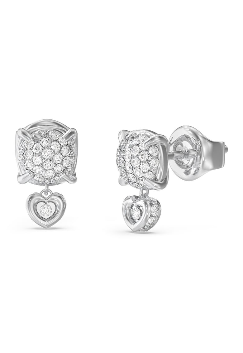 Cercei cu tija - cristale si pandantiv mini in forma de inima