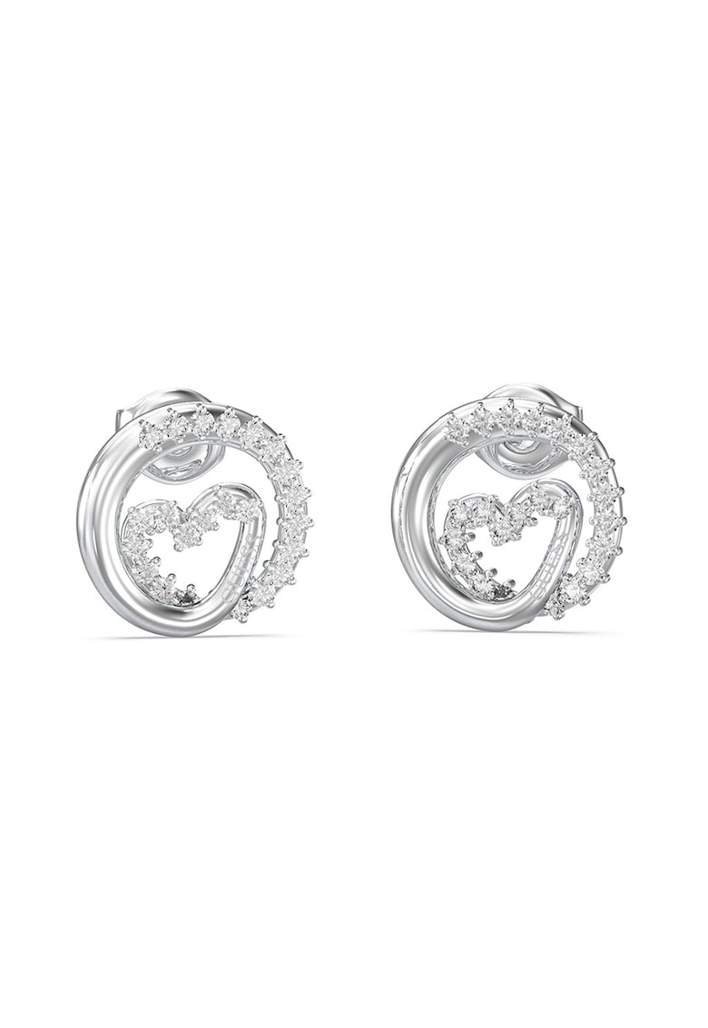 Cercei de otel inoxidabil in forma de inima cu cristale