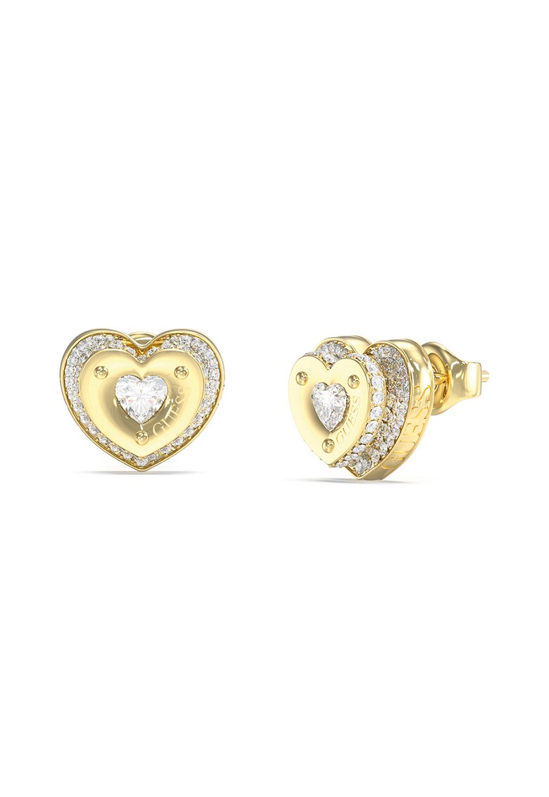 Cercei cu tija - in forma de inima cu cristale si zirconia