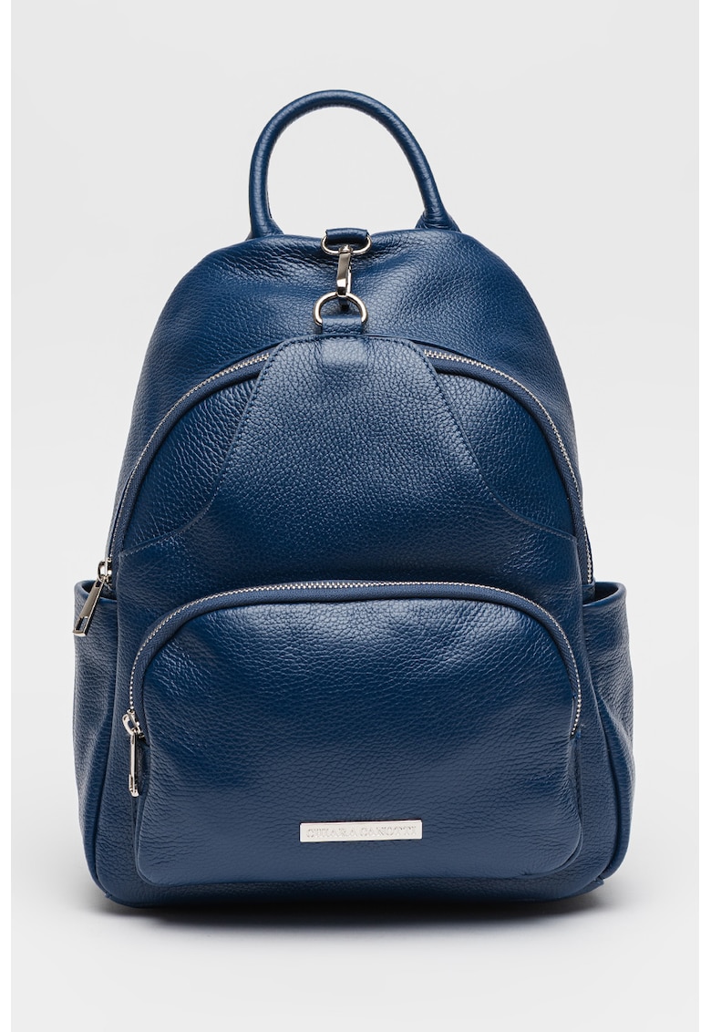 Rucsac din piele cu buzunare exterioare