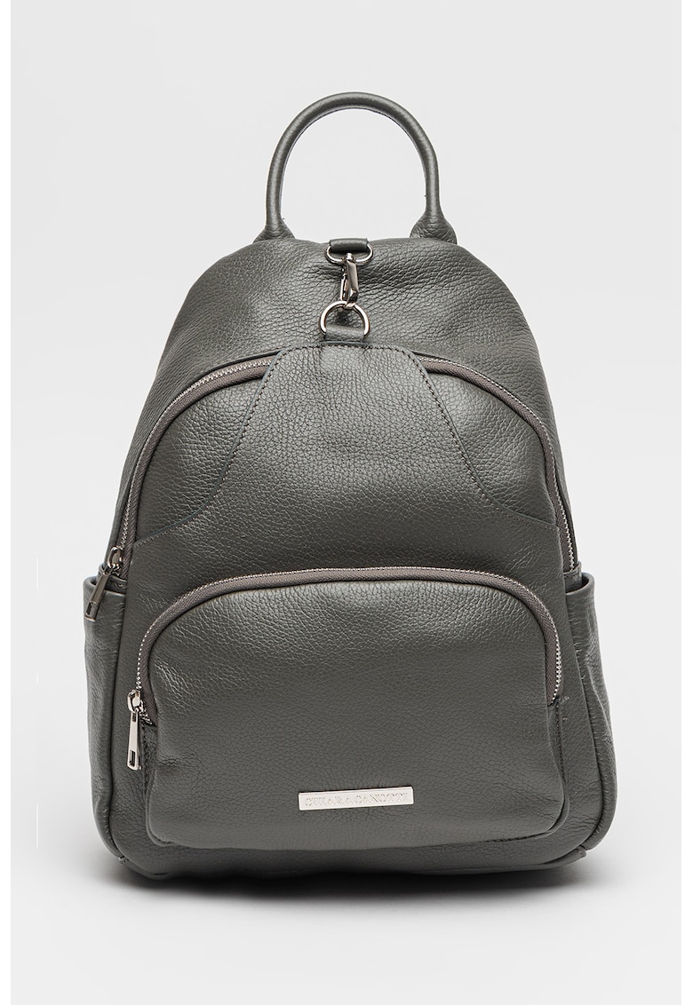 Rucsac din piele cu buzunare exterioare