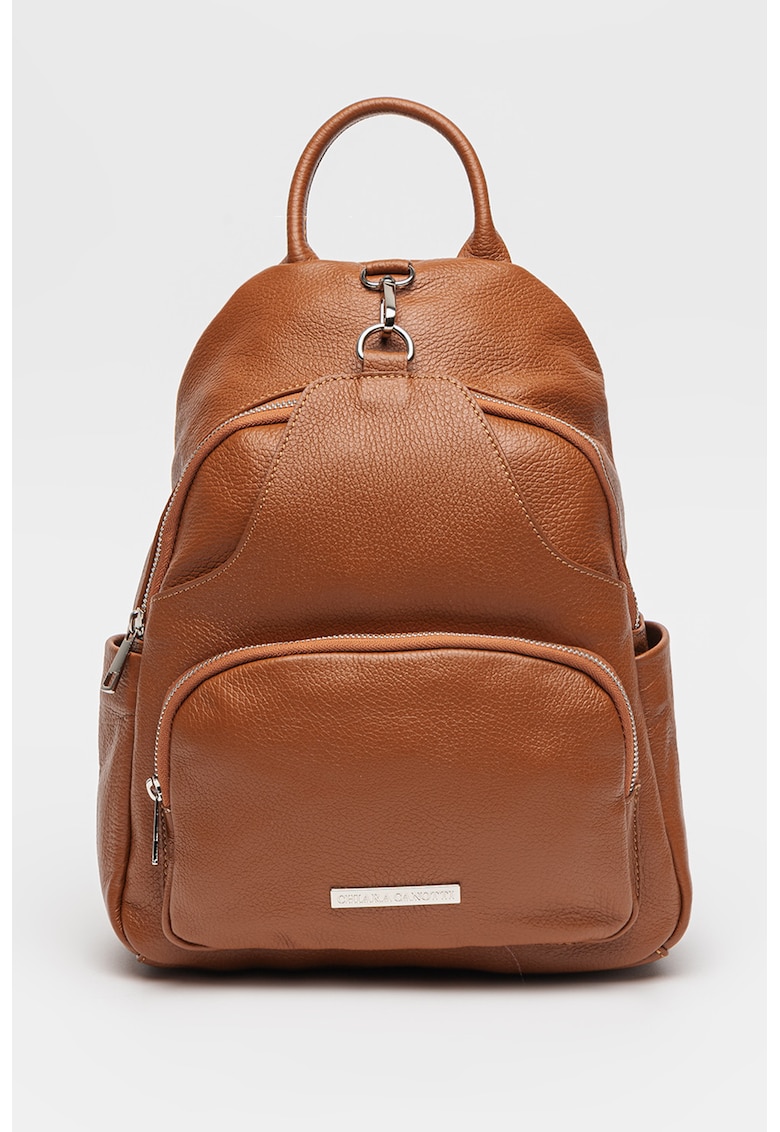 Rucsac din piele cu buzunare exterioare