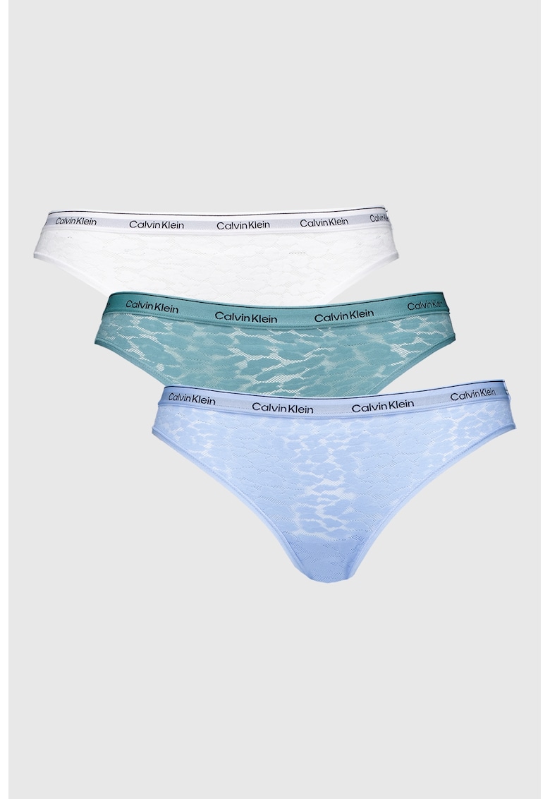 Set de chiloti cu logo - 3 perechi - Alb/Verde/Albastru