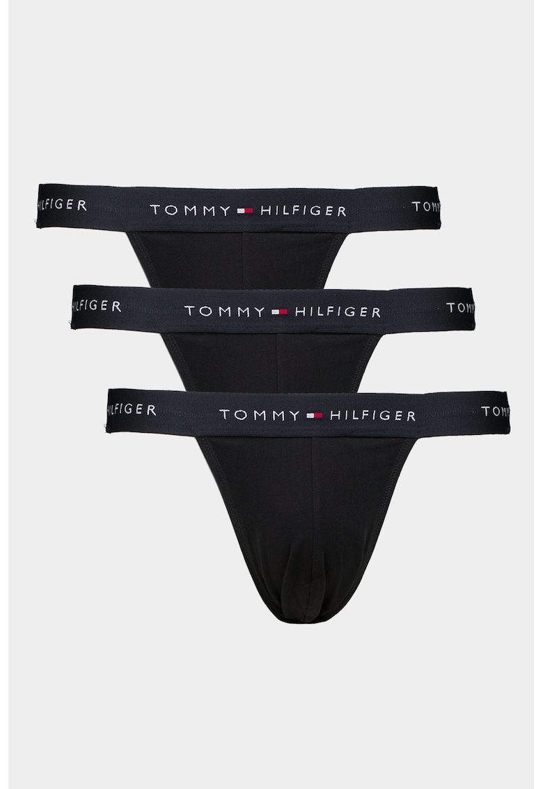 Chiloti jockstrap din amestec de bumbac cu logo - Negru