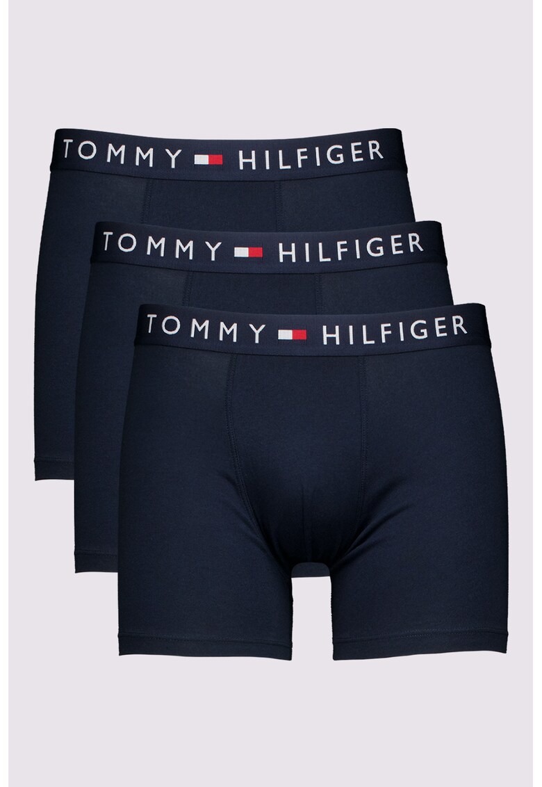 Set de boxeri din amestec de bumbac cu banda logo in talie - 3 perechi - Albastru ultramarin