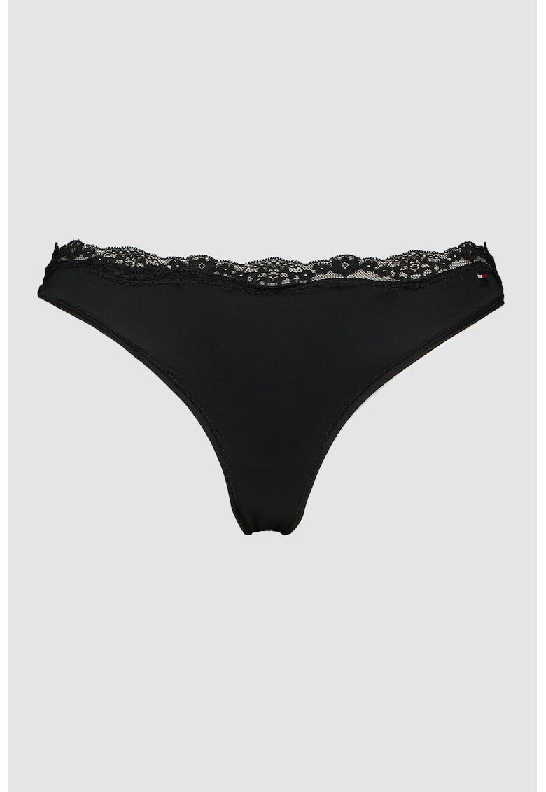 Chiloti tanga cu garnituri de dantela