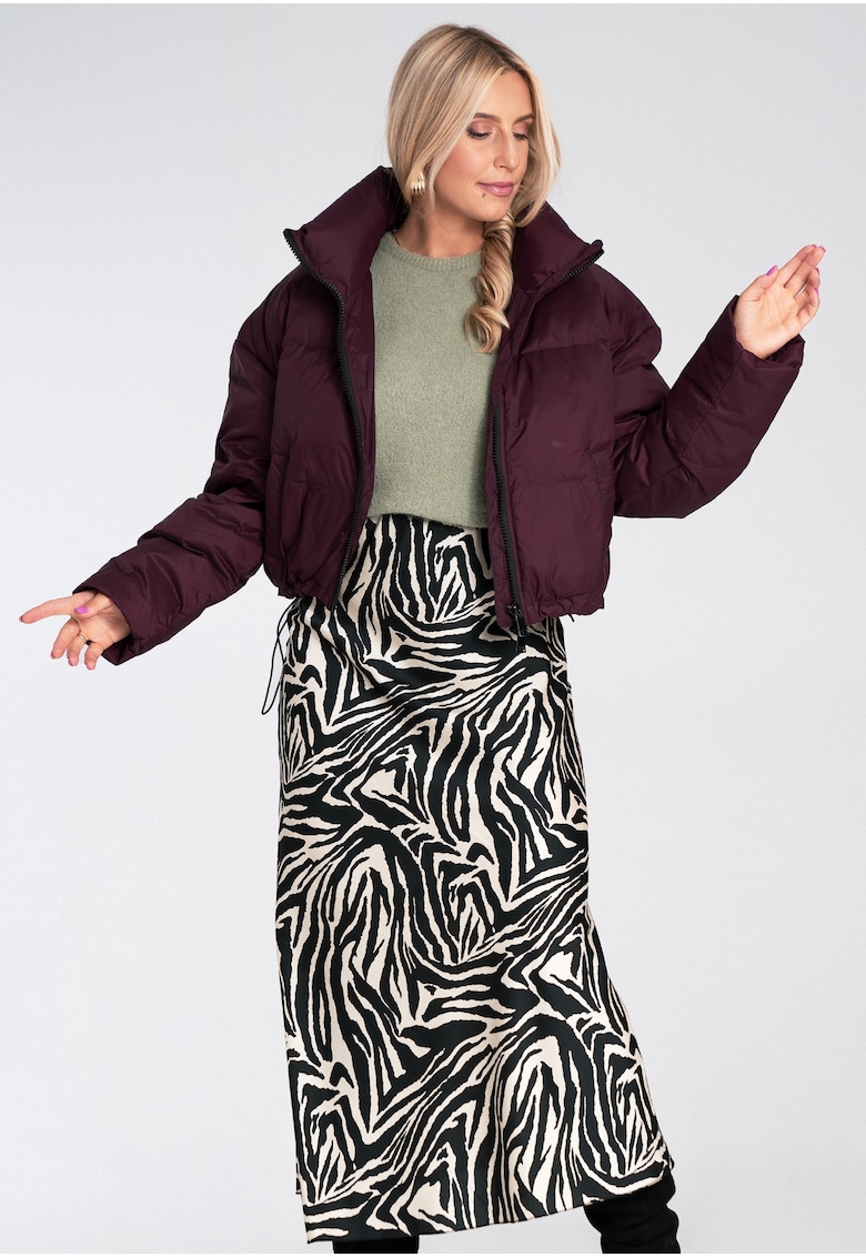 Geaca scurta visinie - poliester - cu guler inalt si talie reglabila