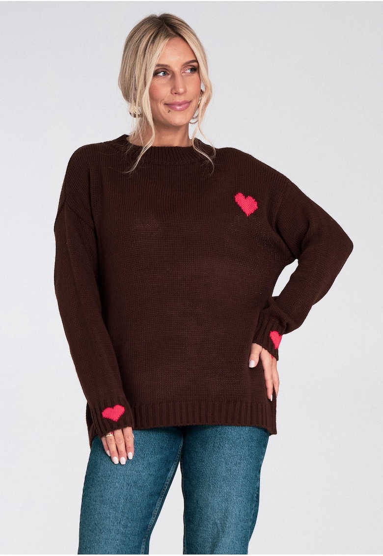 Pulover dama - M1240 - tricotat gros - maro