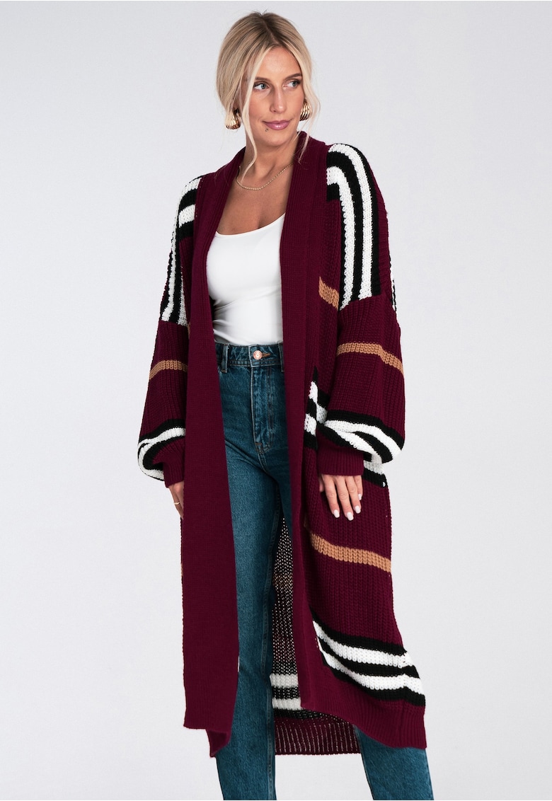 Cardigan dama - visiniu - material tricotat acril