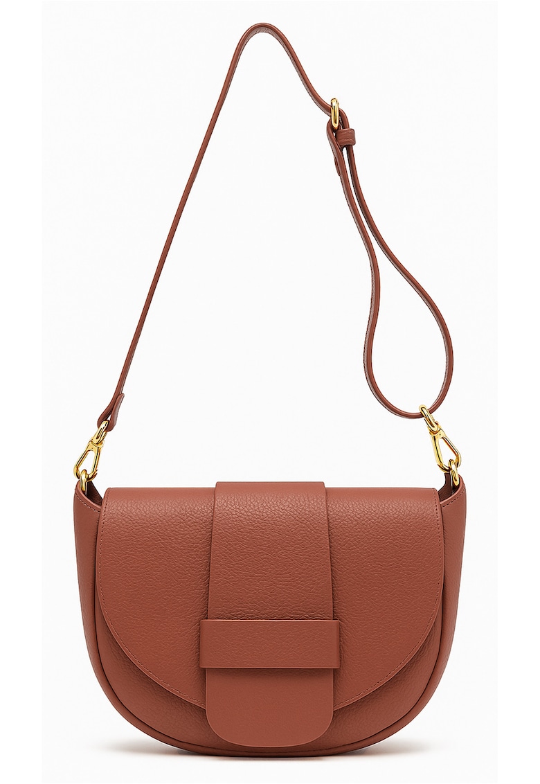 Geanta dama  listonoska - maro - 23x18x8cm - din piele ecologica - cu detalii aurii