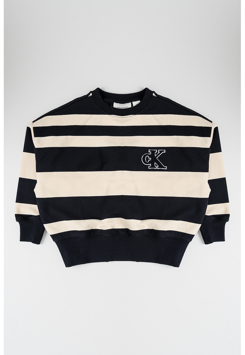 Bluza de trening cu model in dungi si logo pe piept