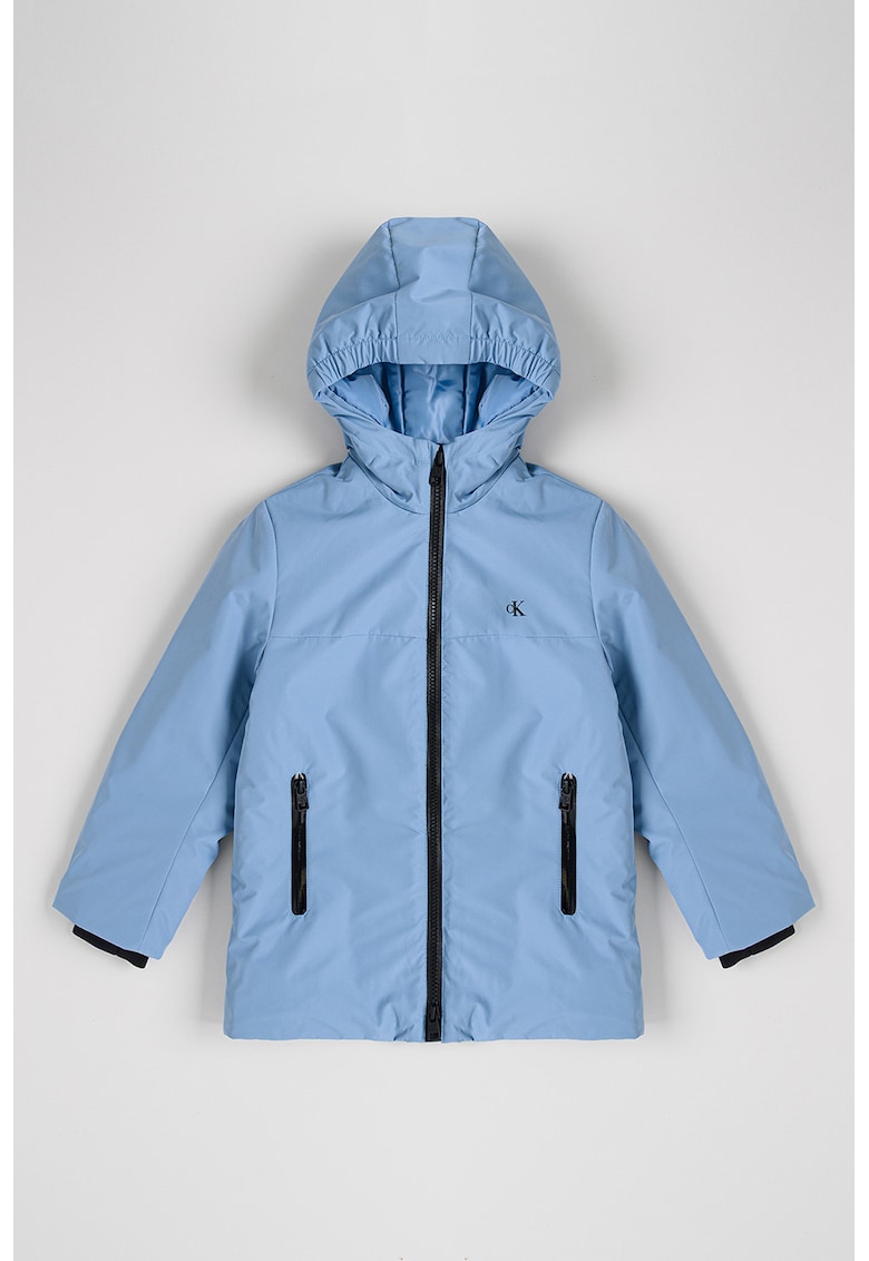 Jacheta cu gluga si buzunare laterale - Albastru deschis