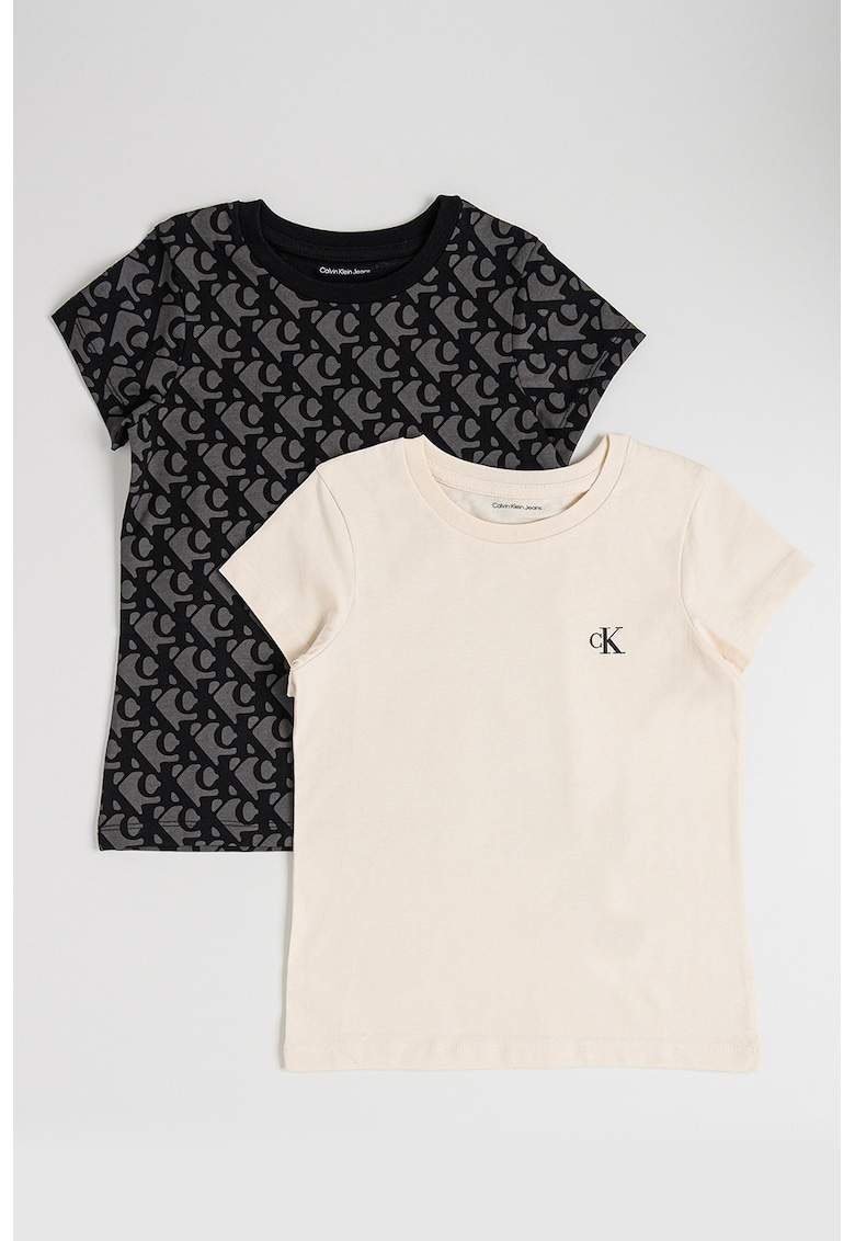 Set de tricouri de bumbac cu decolteu la baza gatului - 2 piese