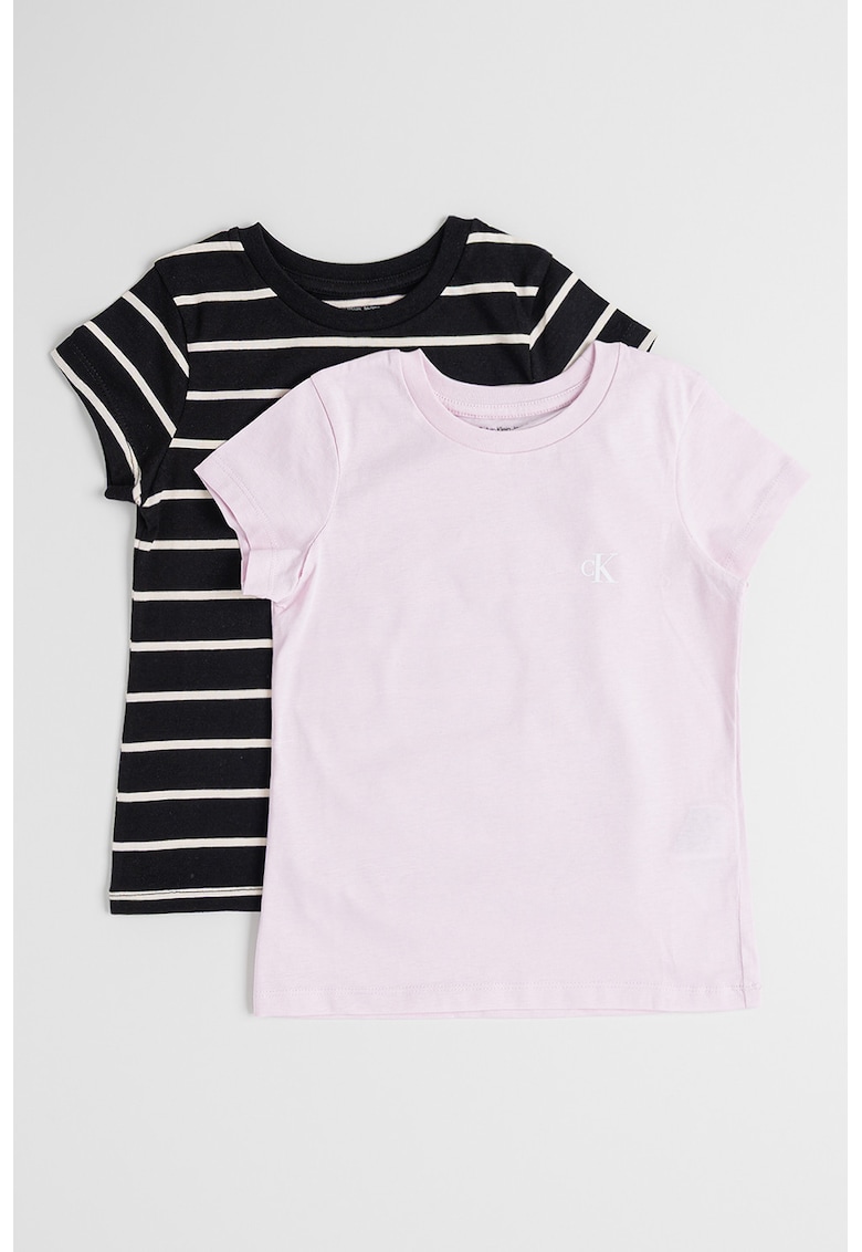 Set de tricouri de bumbac cu decolteu la baza gatului - 2 piese