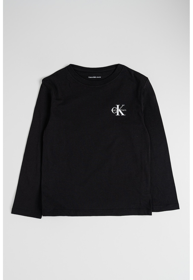 Bluza din bumbac cu detaliu logo - Negru