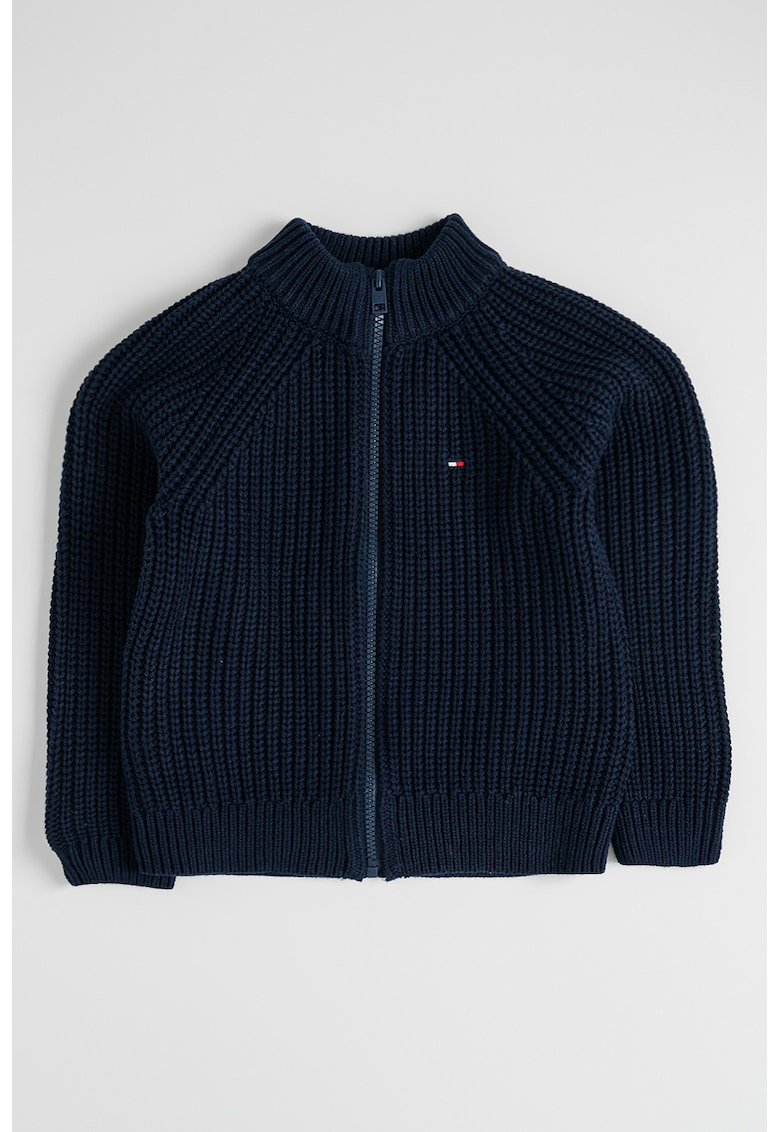 Cardigan striat cu fermoar - Bleumarin
