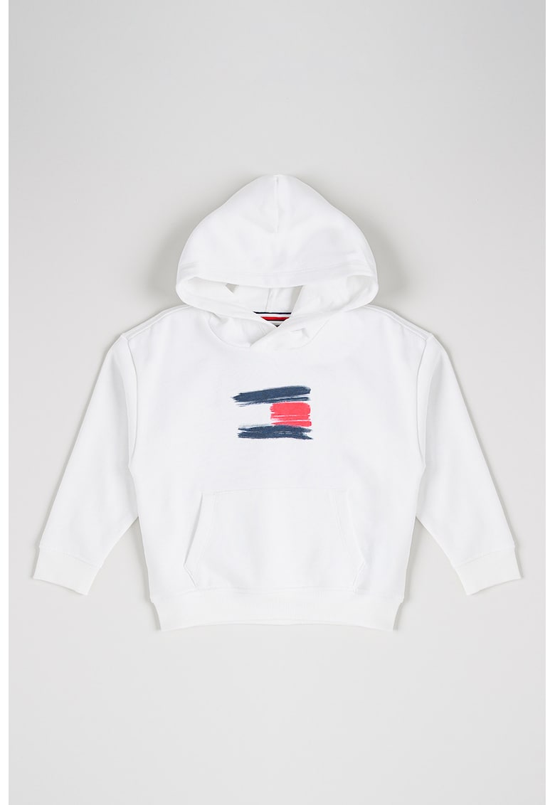 Hanorac cu buzunar kangaroo - Rosu/Alb