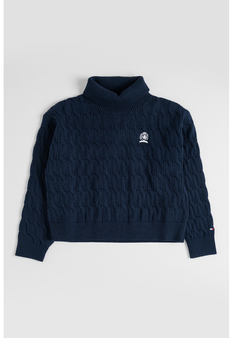 Pulover cu torsade si guler inalt