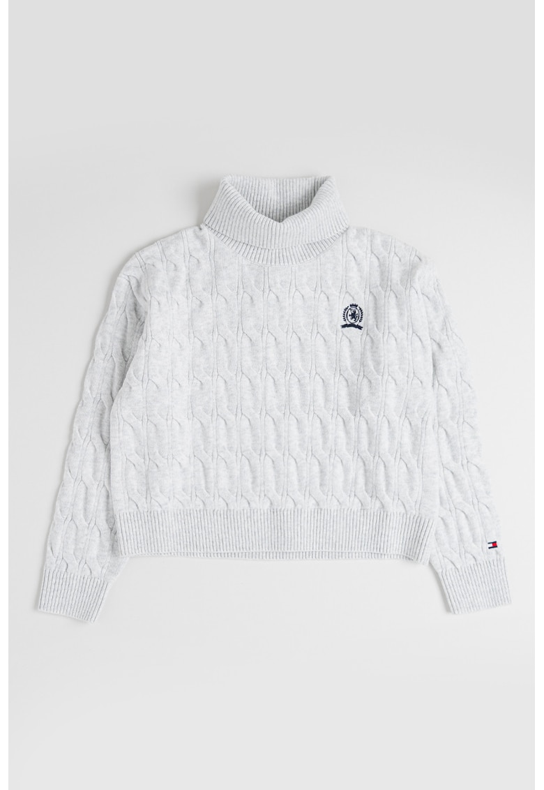 Pulover cu torsade si guler inalt