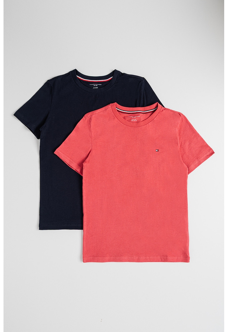 Tommy Hilfiger Set de tricouri din bumbac - 2 piese - Rosu stins/Bleumarin