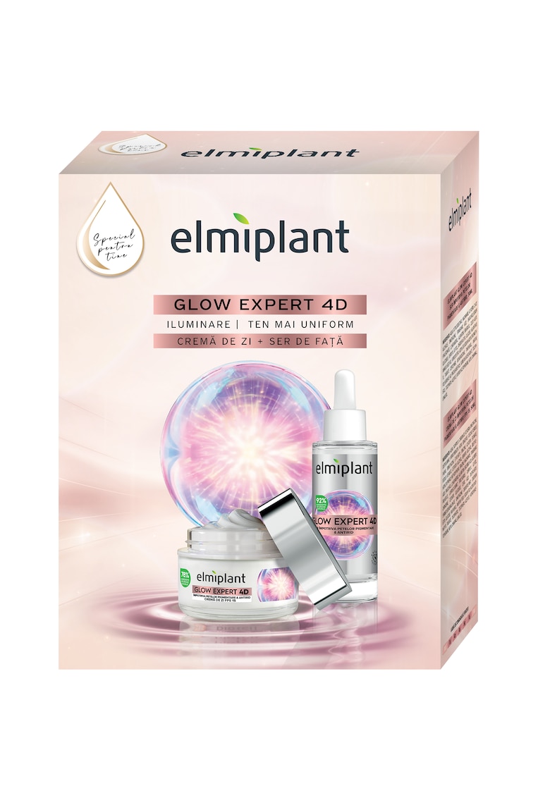 Set cadou Glow Expert 4D: Crema de zi - 50ml + Serum pentru fata - 30ml