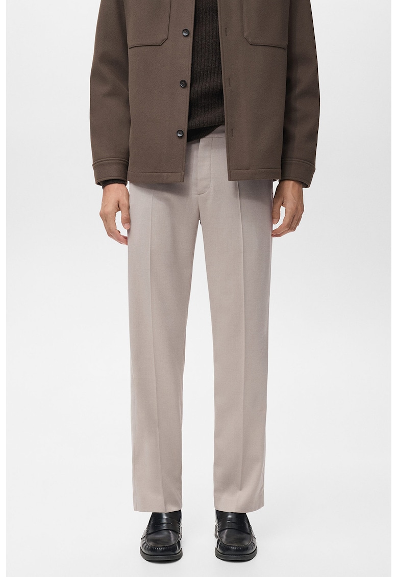 Pantaloni regular-fit cu buzunare si talie medie