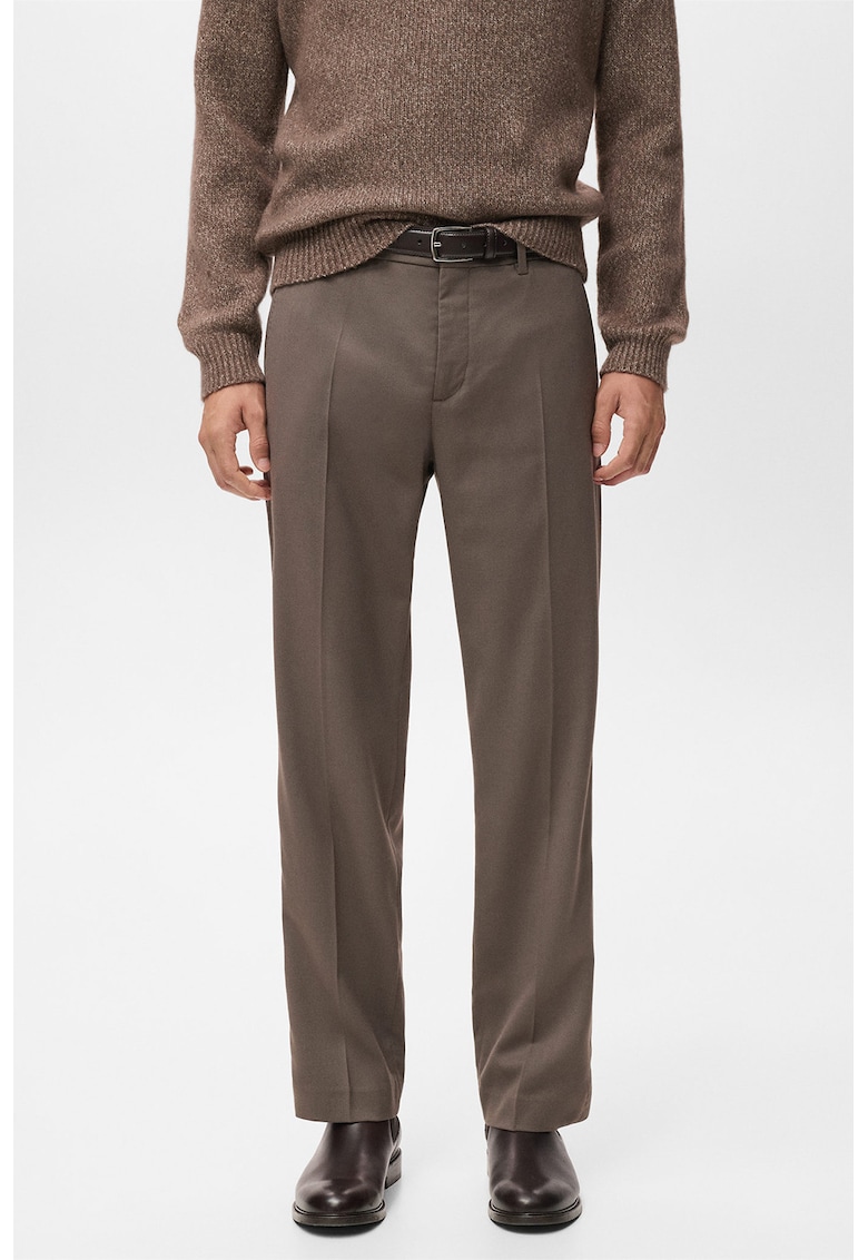 Pantaloni regular-fit cu buzunare si talie medie