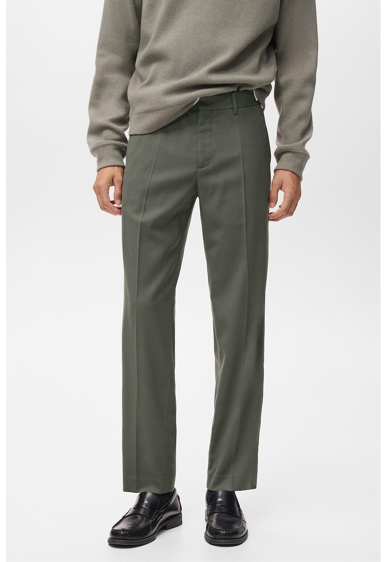 Pantaloni regular-fit cu buzunare si talie medie