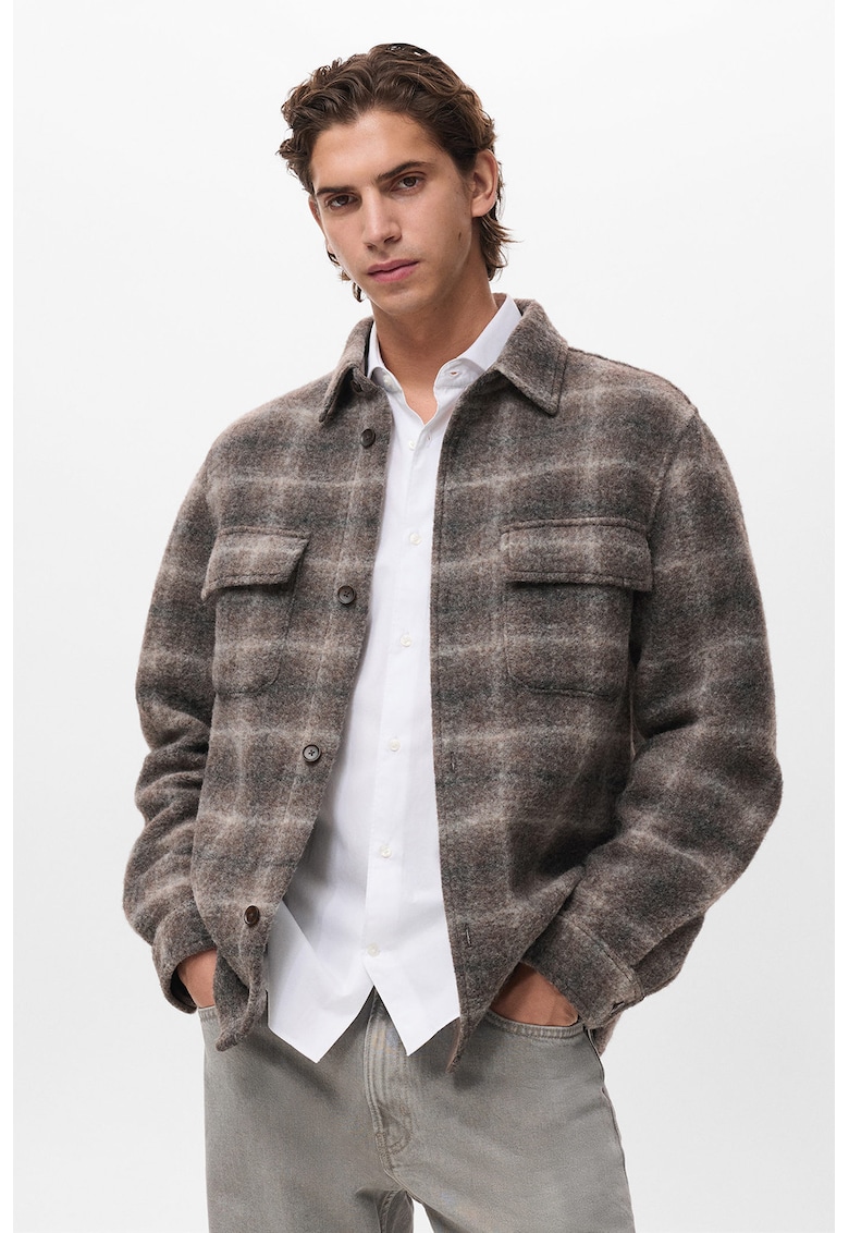 Jacheta-camasa cu model in carouri si buzunare pe piept