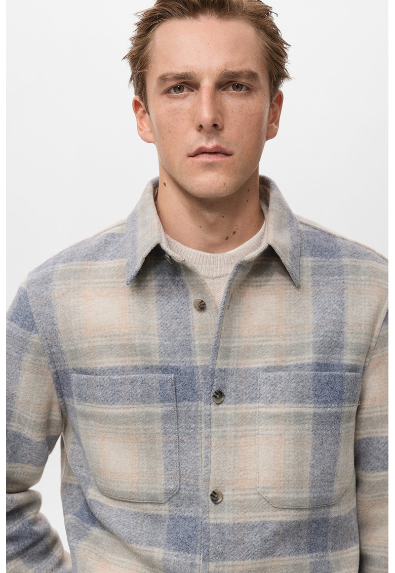 Jacheta-camasa cu model in carouri si buzunare pe piept