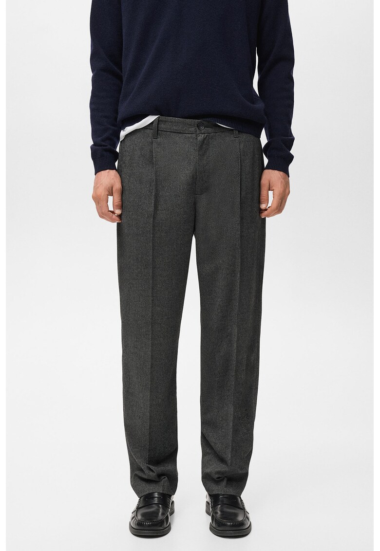 Pantaloni drepti cu pliuri frontale