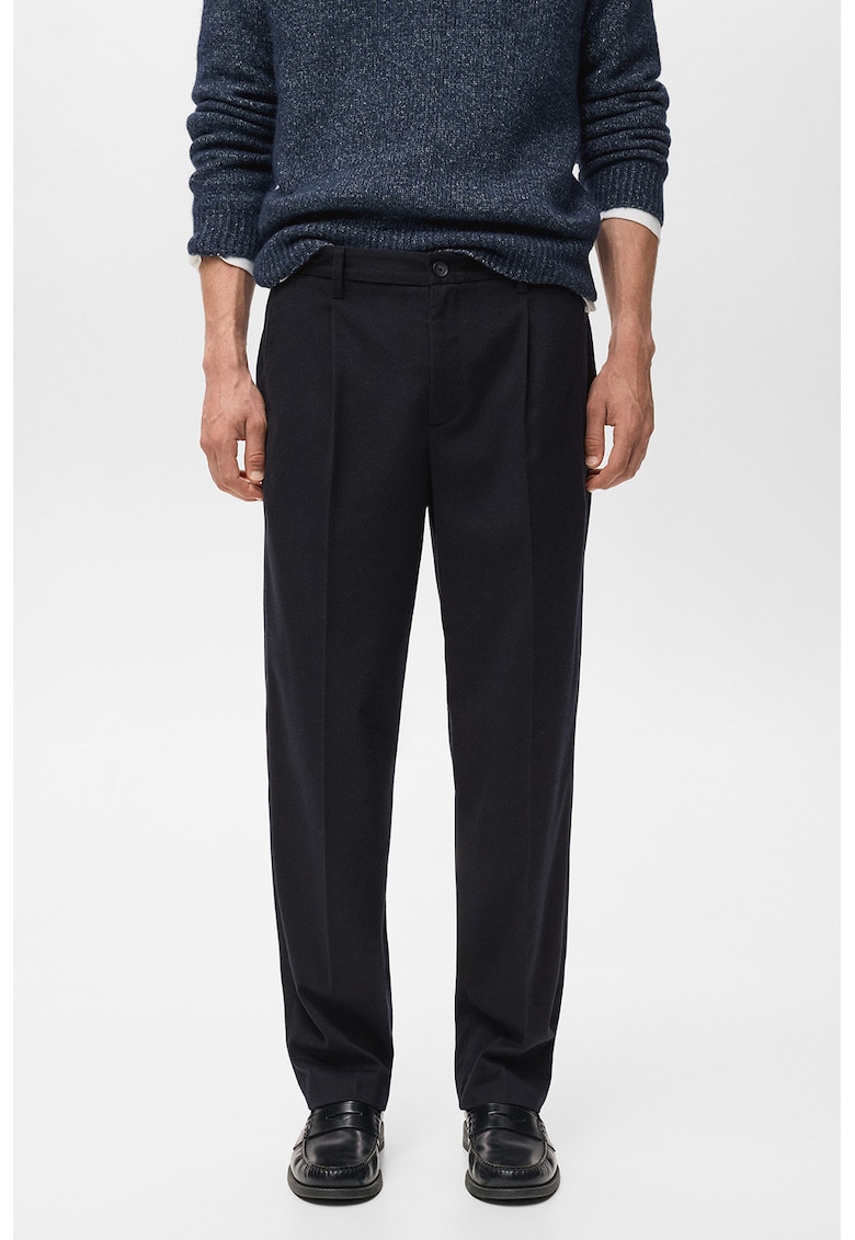 Pantaloni drepti cu pliuri frontale