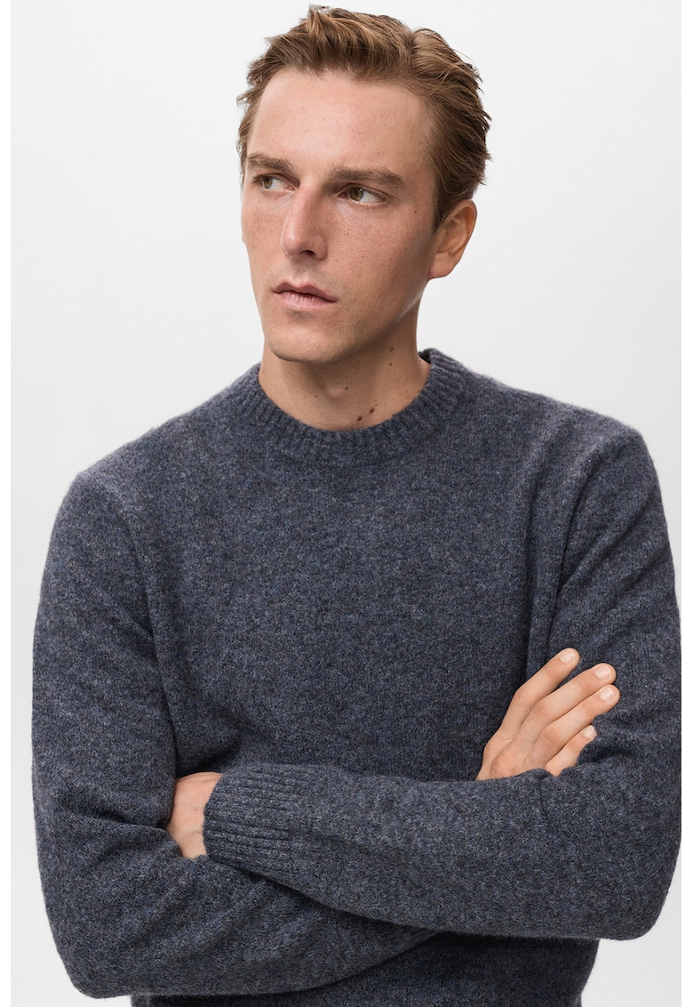 Pulover din amestec de lana cu terminatii striate