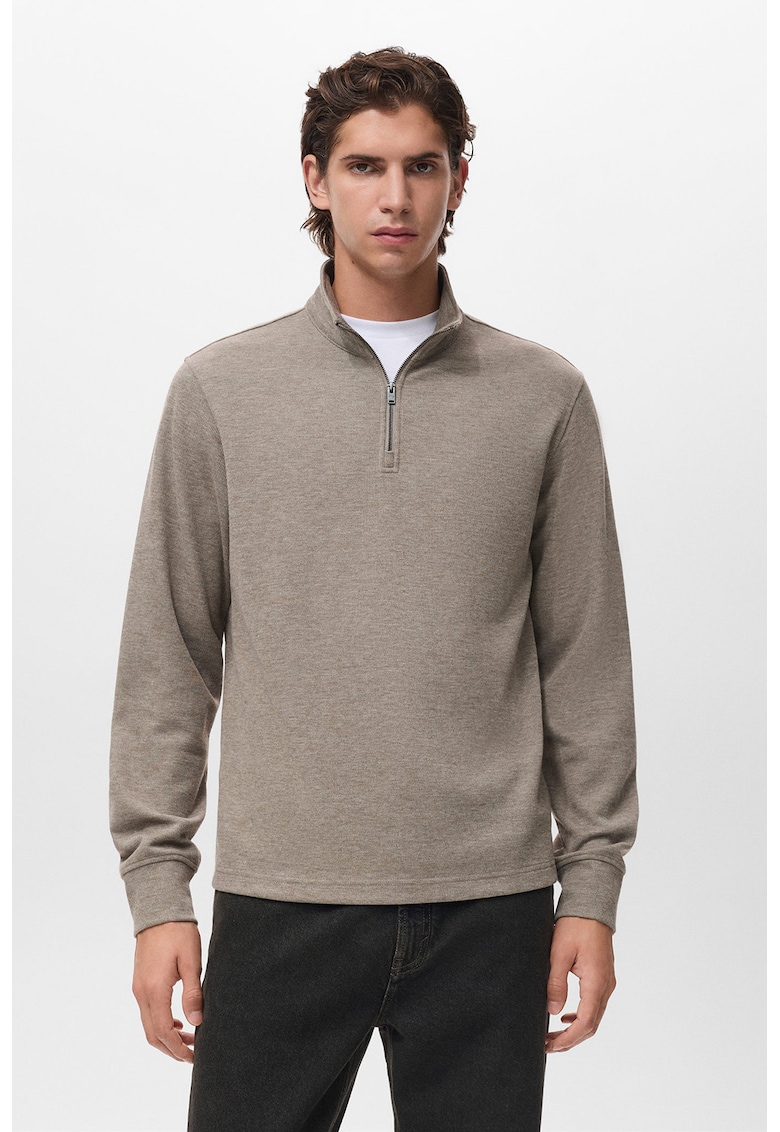 Pulover din amestec de lana cu fenta cu fermoar