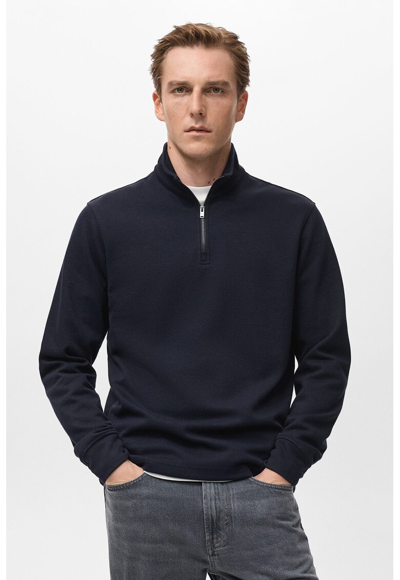 Pulover din amestec de lana cu fenta cu fermoar