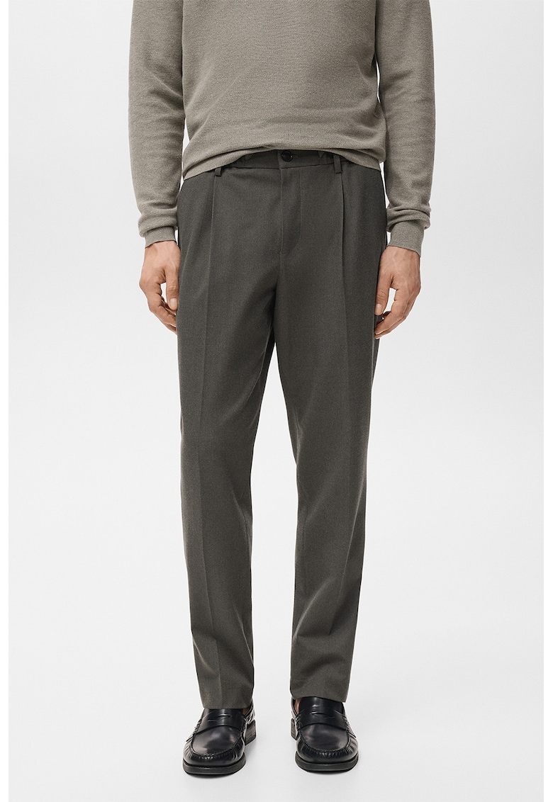 Mango Pantaloni chino cu snur de ajustare in talie - Gri inchis