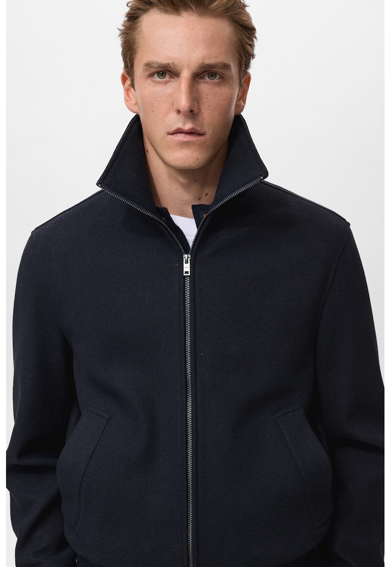 Jacheta regular-fit cu model uni si fermoar