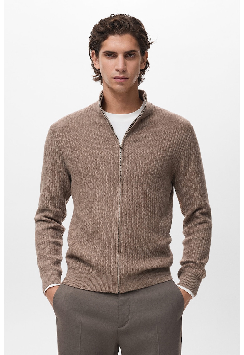 Cardigan slim-fit cu fermoar