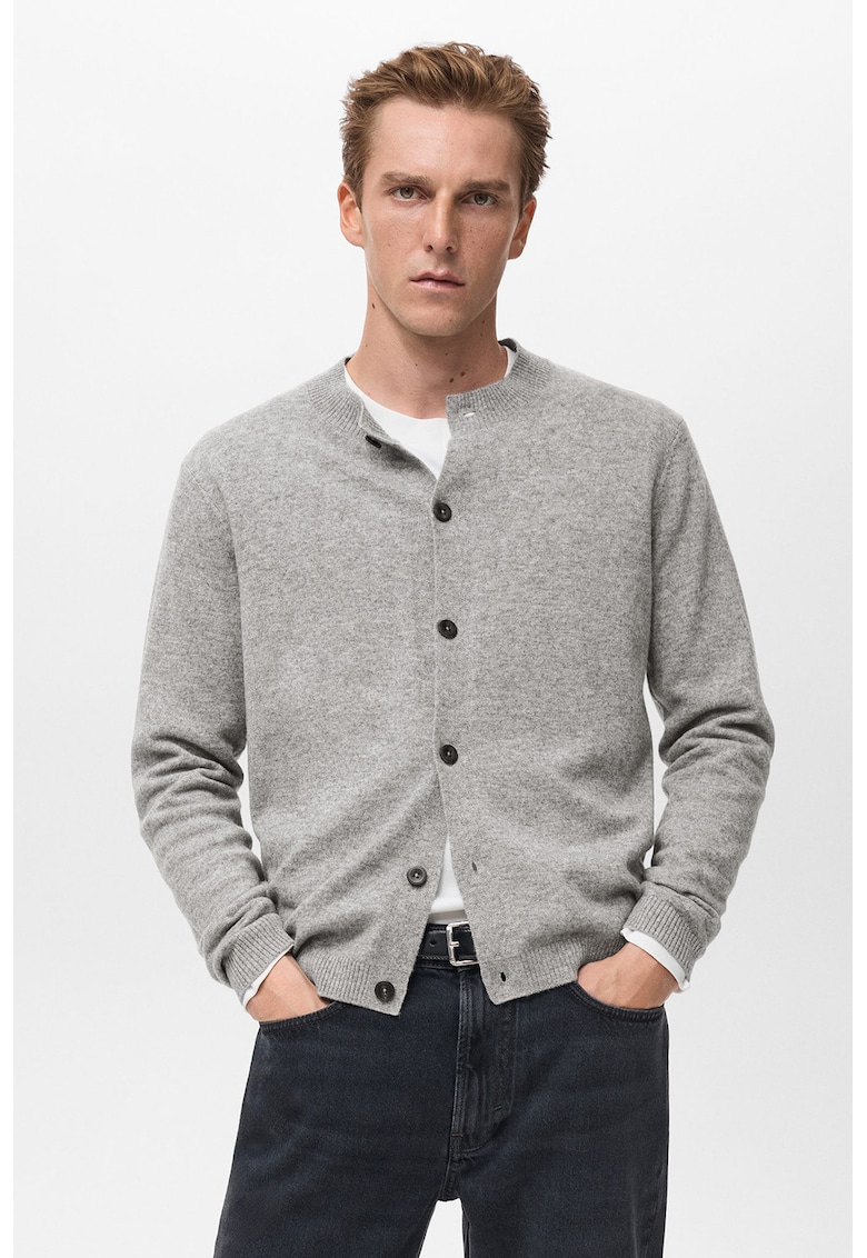 Cardigan regular-fit din lana - Gri deschis