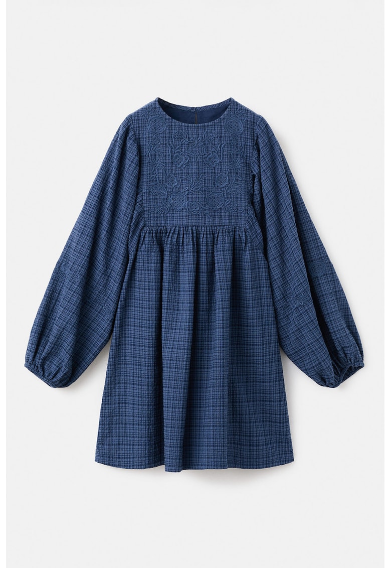 Rochie cu broderie si model in carouri