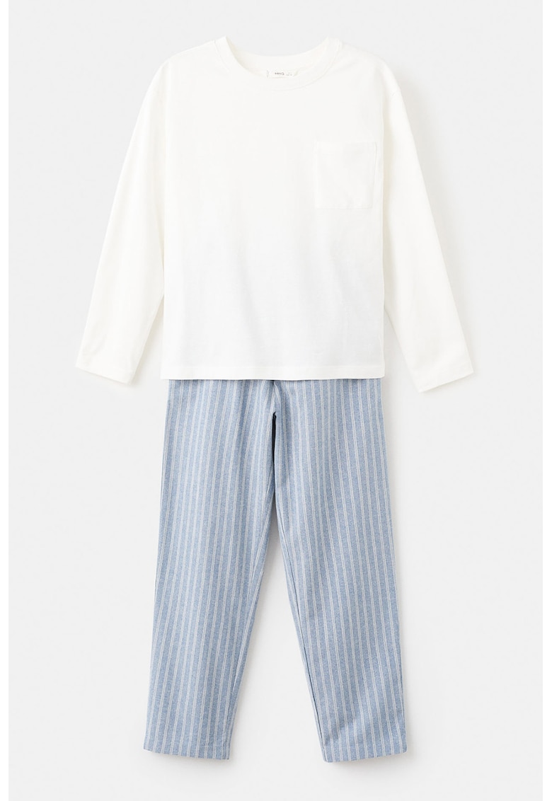Pantaloni de pijama cu dungi - Alb/Albastru azur