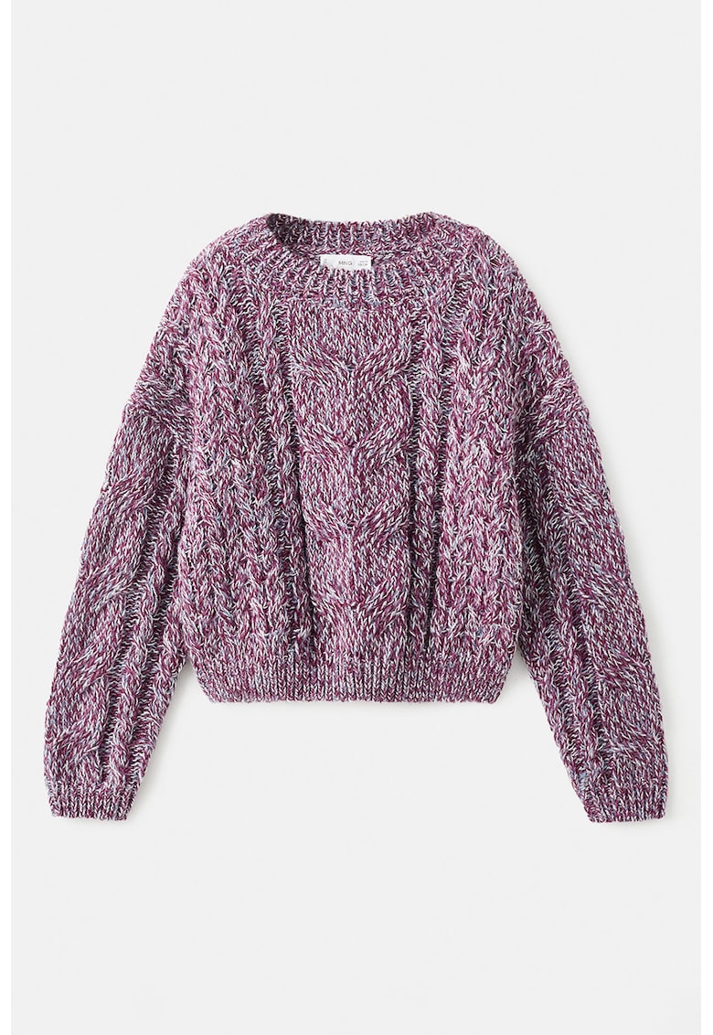 Pulover cu model torsade si decolteu rotund