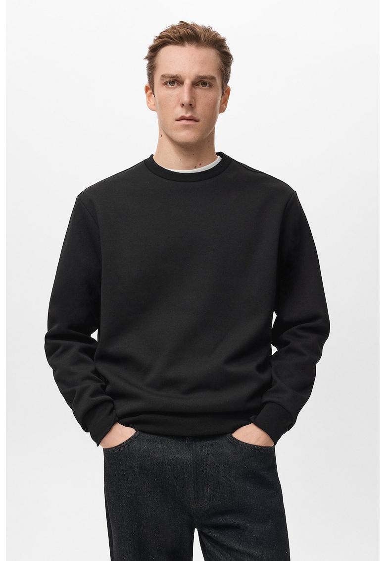 Bluza de trening din amestec de bumbac cu model uni - Negru