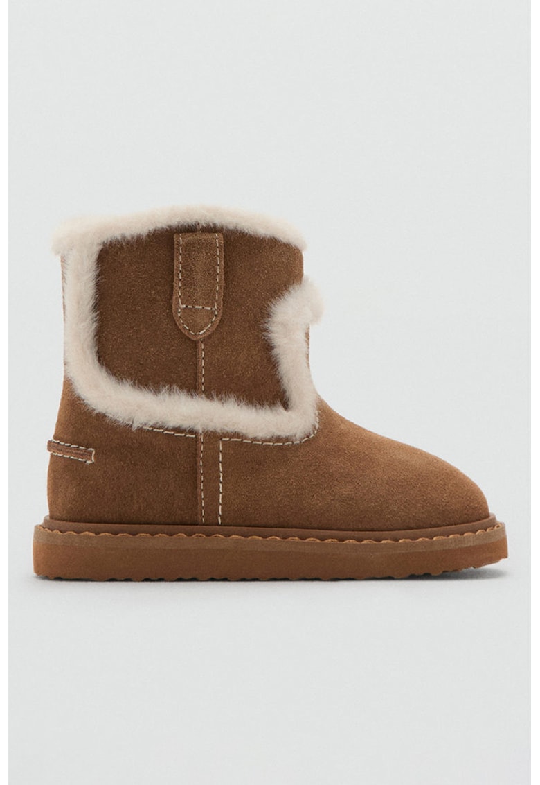 Ghete din piele intoarsa - Caramel/Crem