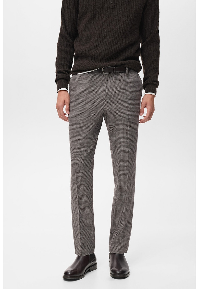 Pantaloni chino cu model houndstooth
