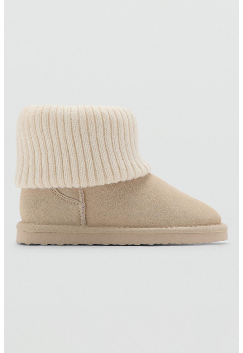 Ghete slip-on din piele intoarsa cu detaliu tricotat