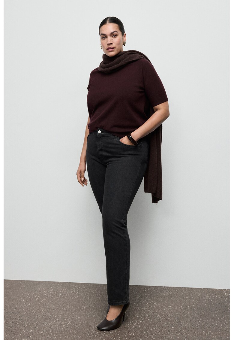 Blugi slim-fit cu talie inalta - Gri antracit