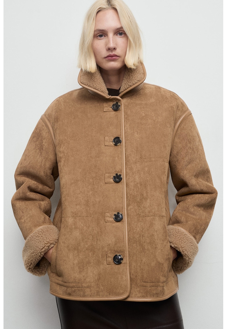 Palton scurt din blana shearling sintetica
