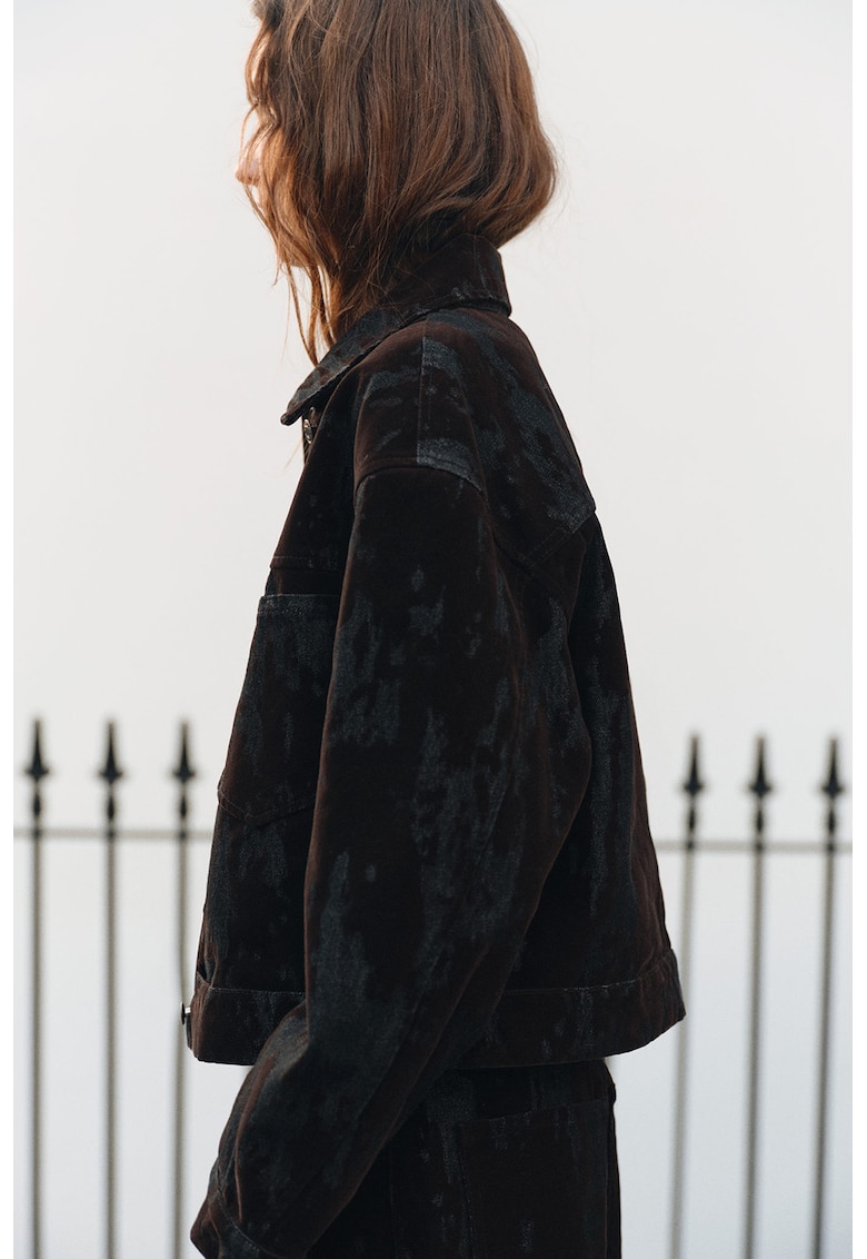 Jacheta lejera cu model abstract - Negru/Negru stins